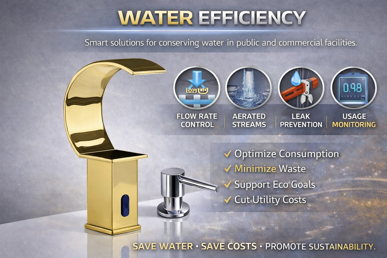 Water saving touchless faucet strategies